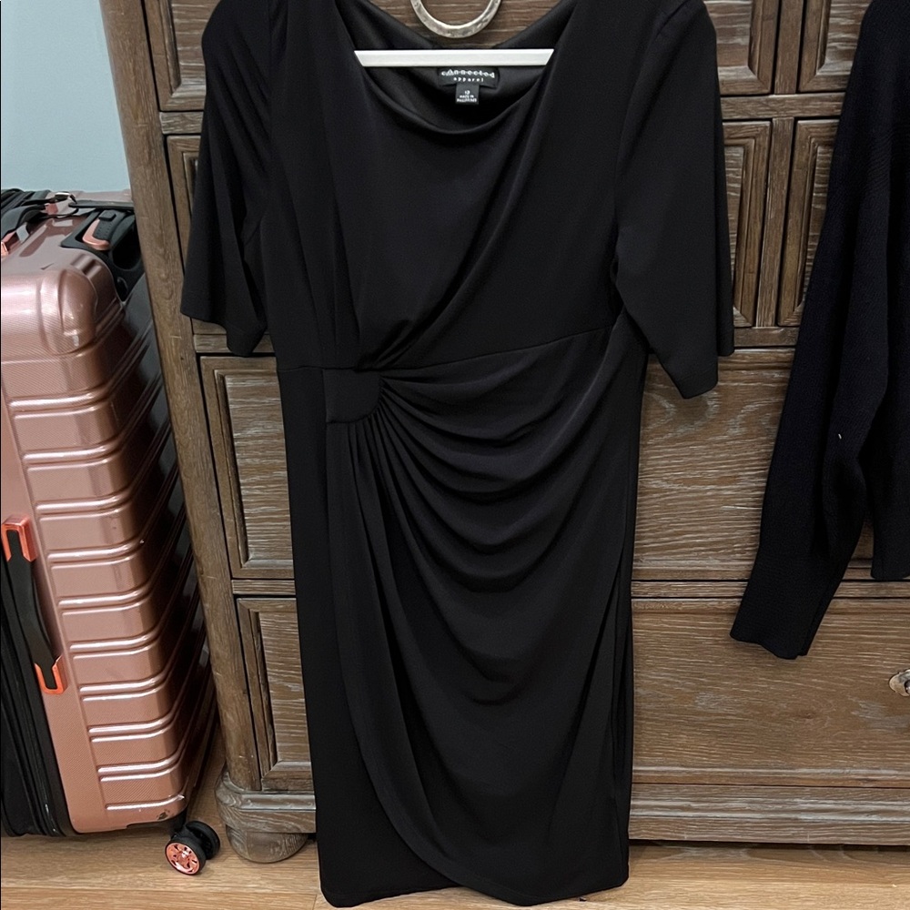 Connected Apparel Black Midi Dress